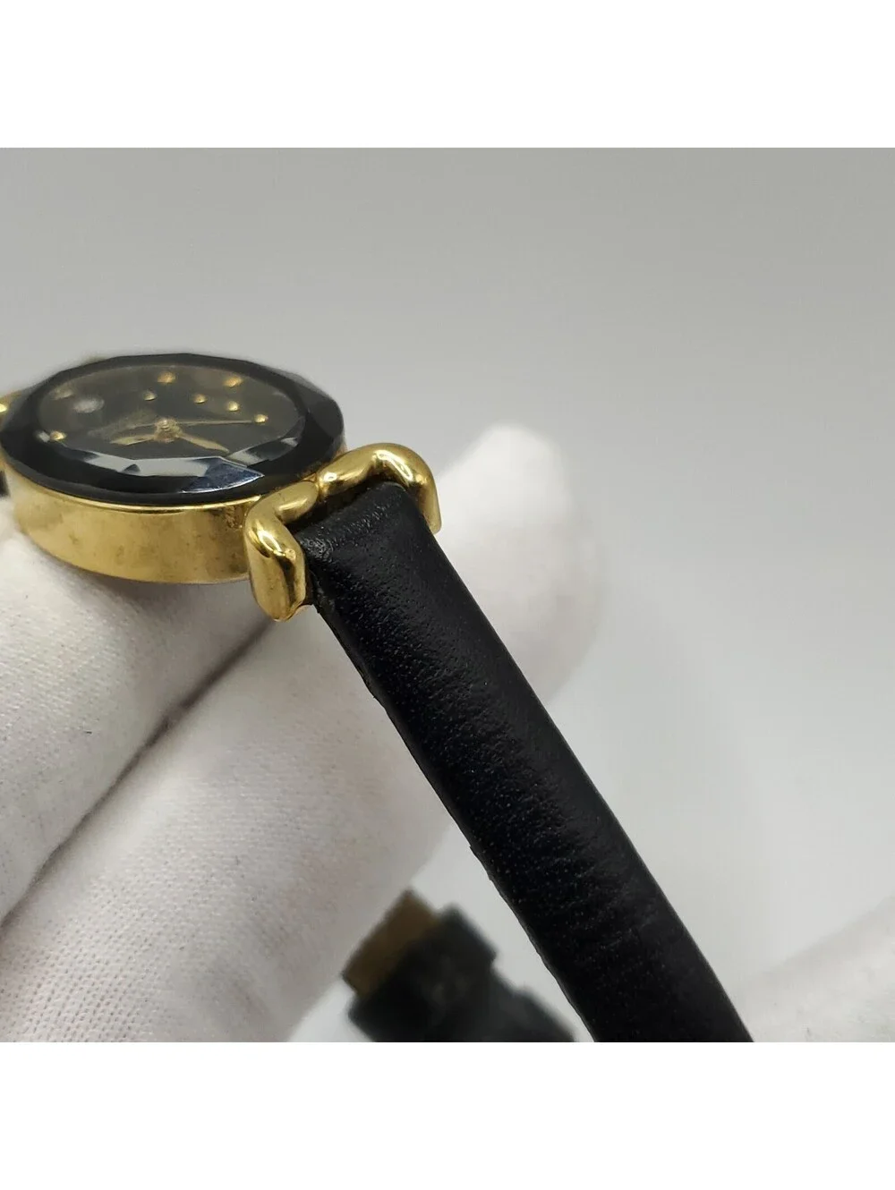 Armitron Diamond Now Black Dial Oval Gold Tone Case Watch New Battery 18mm